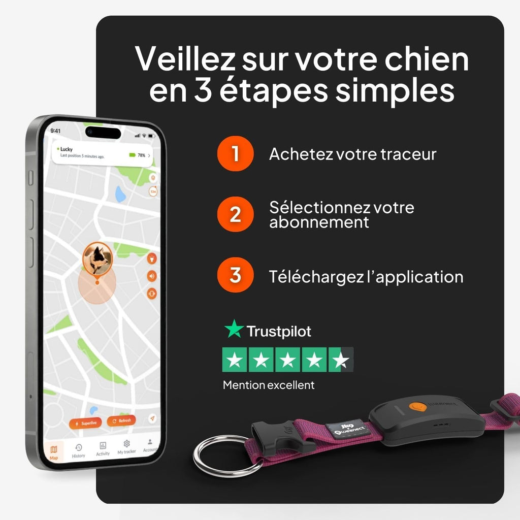 Weenect XT-hond - NIEUWE GPS-halsband voor honden | XL-antenne | waterdicht | geïntegreerde zeer sterke halsband Julius-K9 | werkt met abonnement | levenslange garantie
