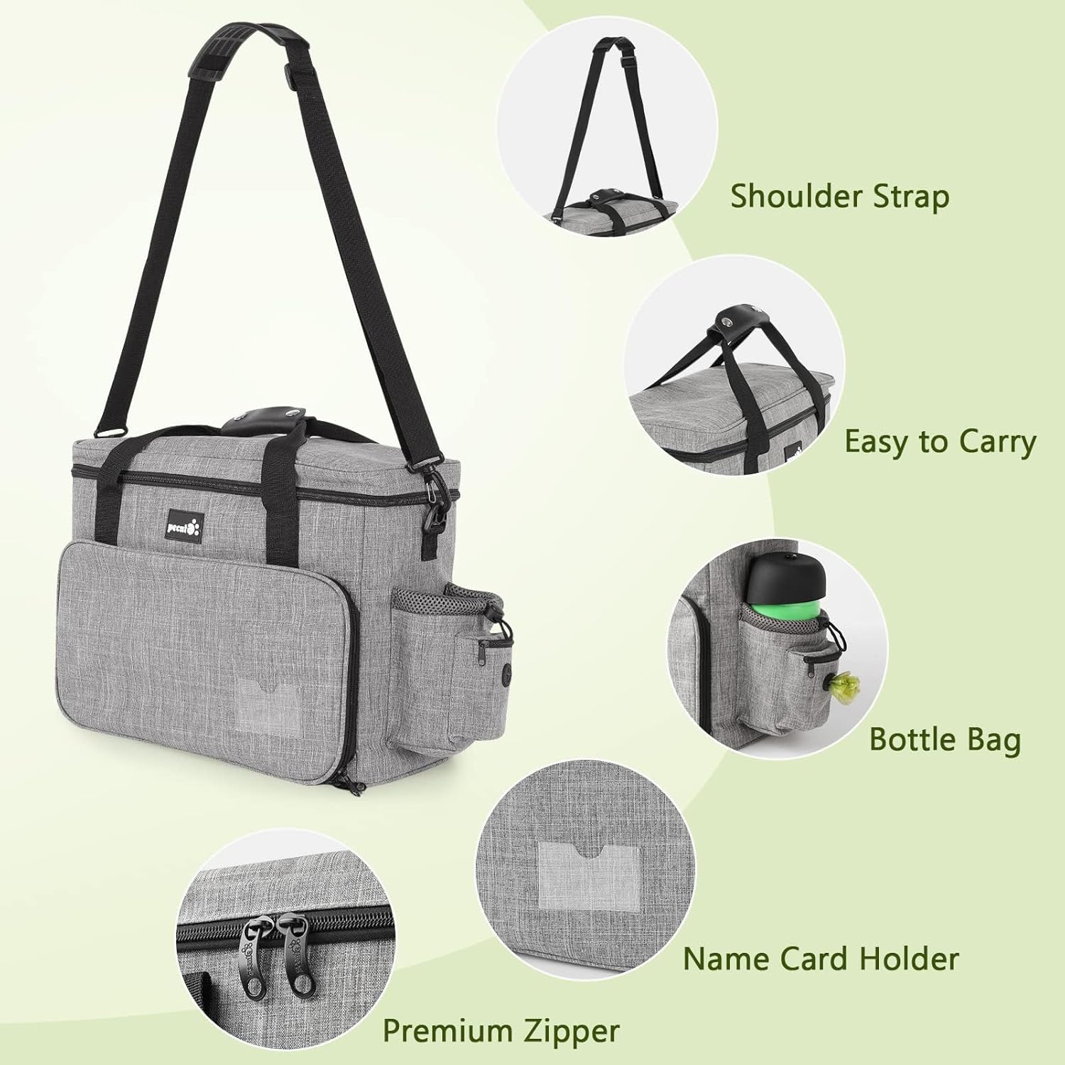 pecute Grote draagbare reistas voor honden, voor op reis, huisdier met multifunctionele zakken, draagtas voor buitengebruik, set van 2 voedselzakken + kommen