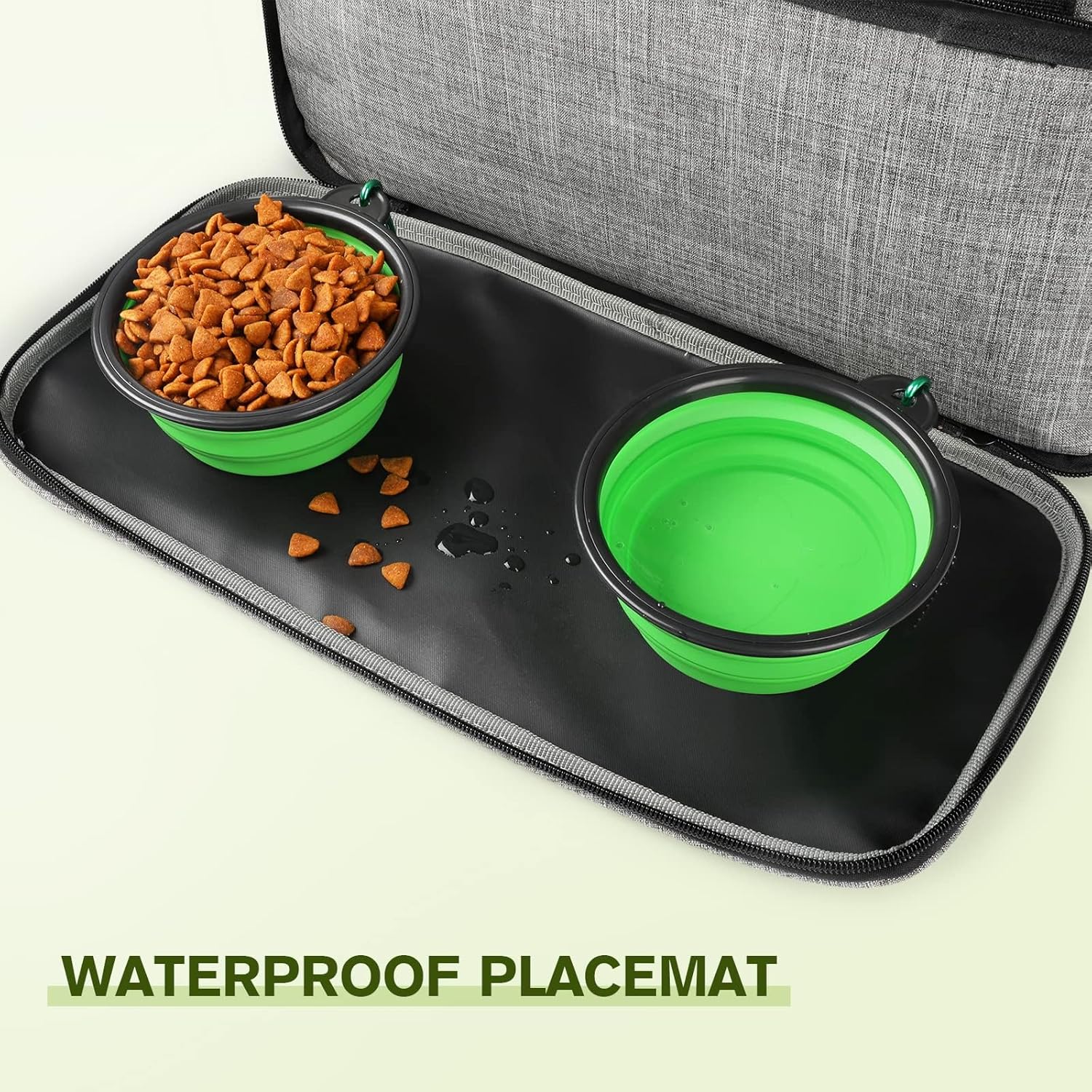 pecute Grote draagbare reistas voor honden, voor op reis, huisdier met multifunctionele zakken, draagtas voor buitengebruik, set van 2 voedselzakken + kommen